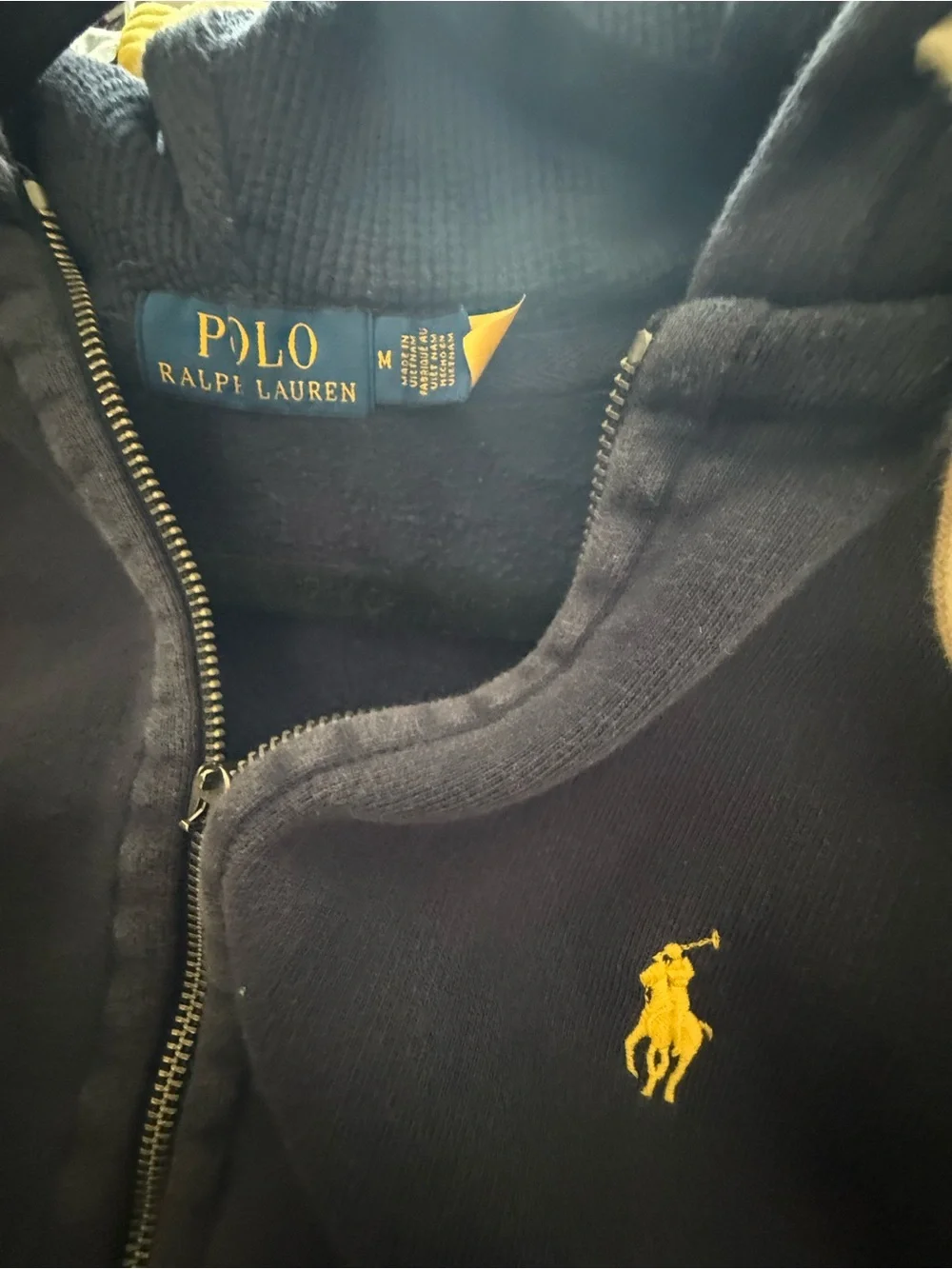 Ralph Lauren Navy Zip-Up Hoodie with Contrast Drawstrings